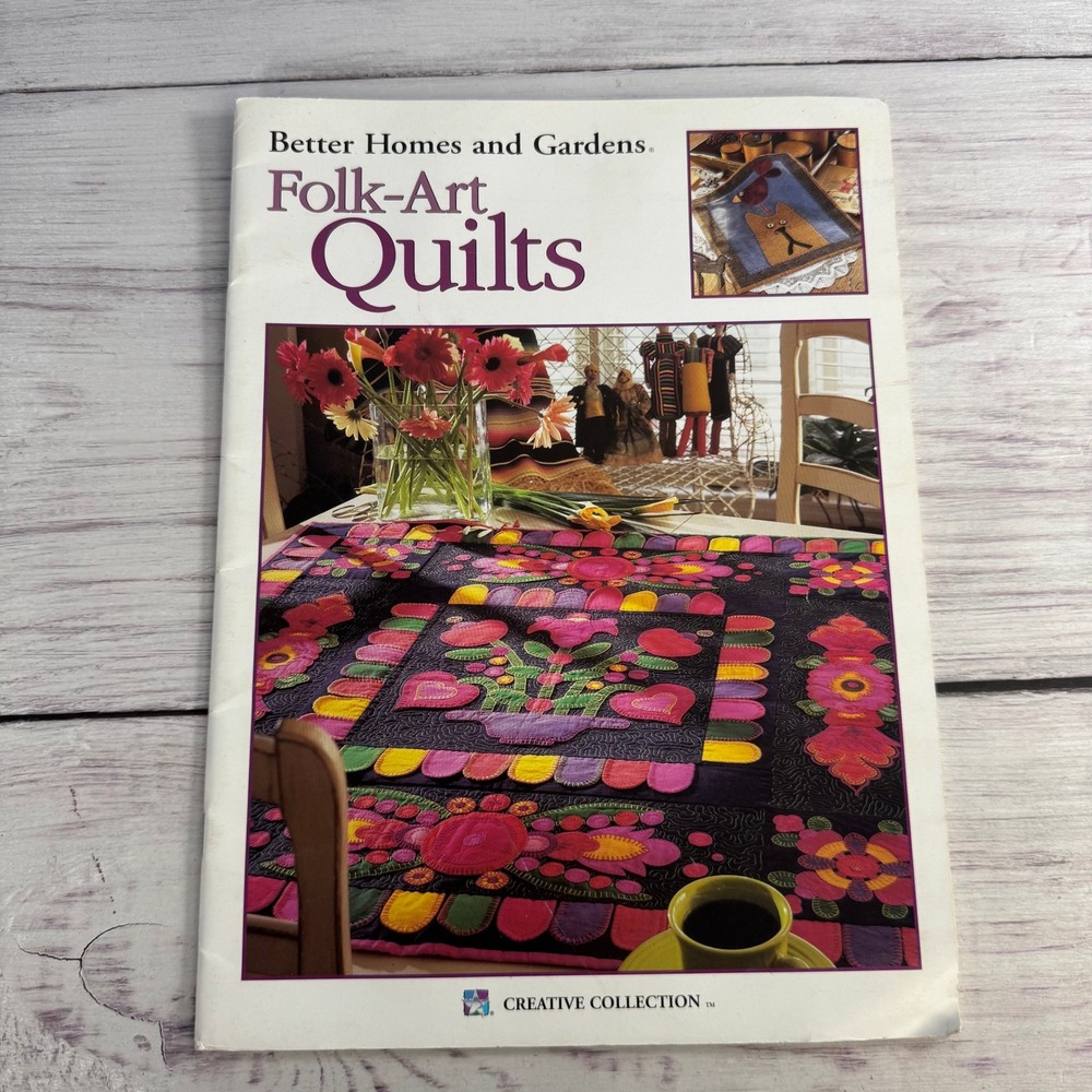 Better Homes and Gardens Folk-Art Quilts Book Patterns Multi Color Americana DIY